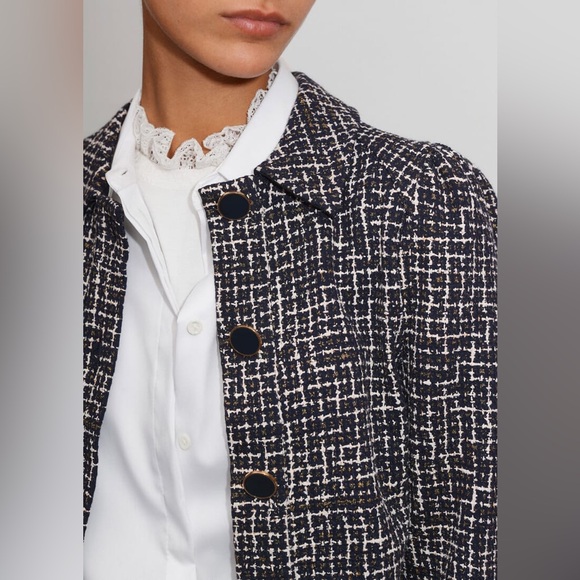 Me+Em Ponte Jacquard Rib Trim Textured Ponte Jersey Jacket Size 12 - Picture 3 of 16